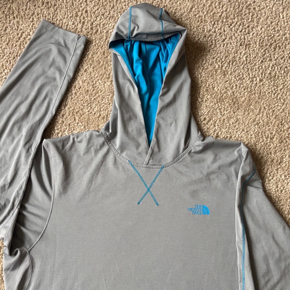 The North Face Gray and Blue Athletic Hoodie